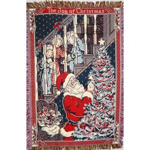 Vintage Christmas Santa Claus Tapestry Blanket Throw Betty Smith‎ Whiteaker